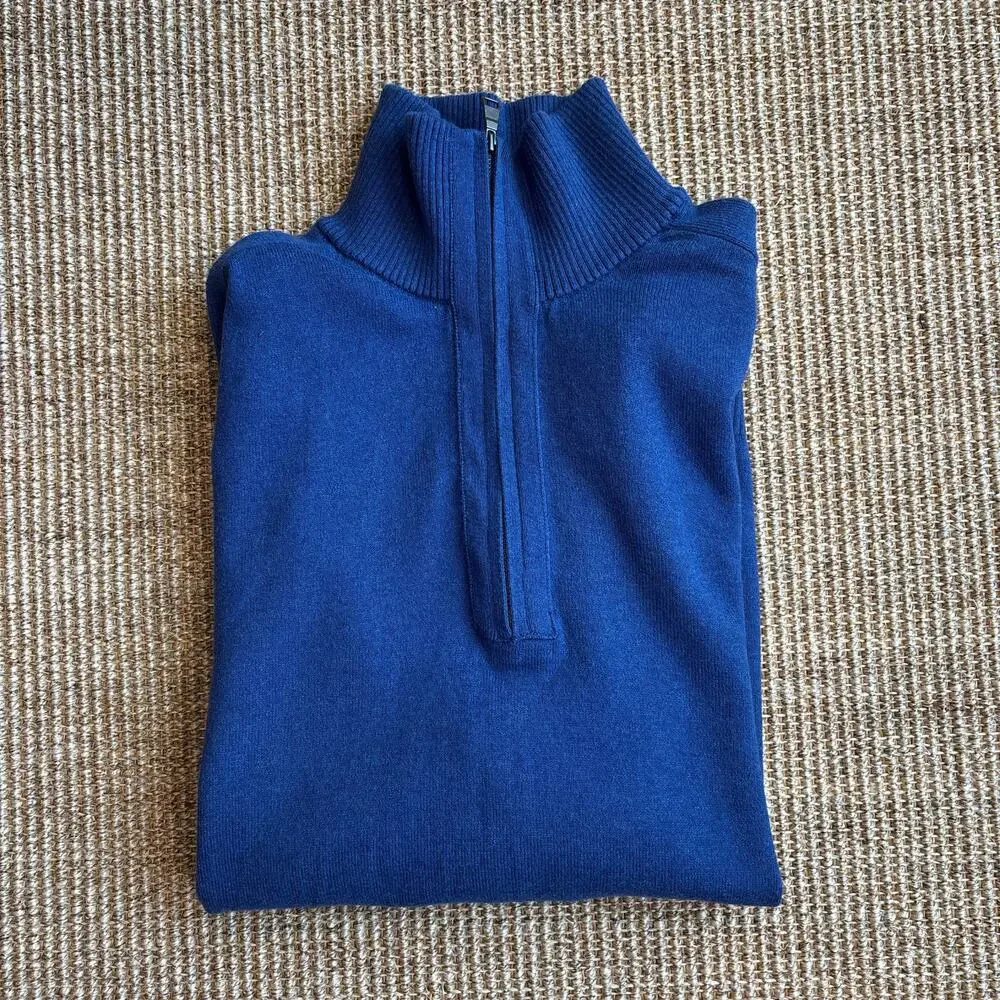 Banana Republic Cotton Cashmere Quarter Zip Sweater — Size L 💙
